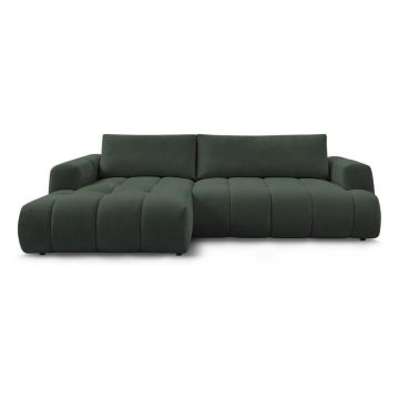 Colțar verde extensibil/cu spațiu de depozitare (cu colț pe partea stângă/cu șezlong) Fuji – Bobochic Paris