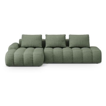 Colțar verde extensibil/cu spațiu de depozitare (cu colț pe partea stângă/cu șezlong) Linz – Cosmopolitan Design