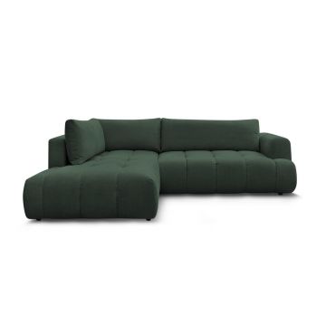 Colțar verde extensibil/cu spațiu de depozitare (cu colț pe partea stângă/în formă de ”L”) Fuji – Bobochic Paris