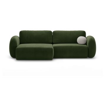 Colțar verde extensibil/cu spațiu de depozitare cu tapițerie din catifea Tonale – Cosmopolitan Design