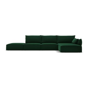 Colțar verde închis cu tapițerie din catifea (cu colț pe partea dreaptă, cu șezlong) Vanda – Mazzini Sofas