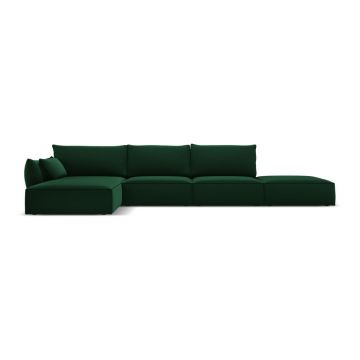 Colțar verde închis cu tapițerie din catifea (cu colț pe partea stângă, cu șezlong) Vanda – Mazzini Sofas