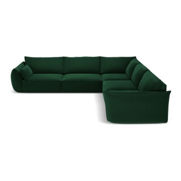 Colțar verde închis cu tapițerie din catifea Vanda – Mazzini Sofas