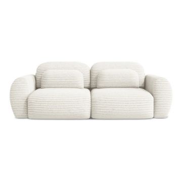 Canapea bej extensibilă/cu spațiu de depozitare cu tapițerie din catifea reiată 266 cm Kini – Makamii