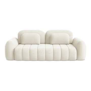 Canapea bej extensibilă/cu spațiu de depozitare cu tapițerie din țesătură bouclé 266 cm Pele – Makamii