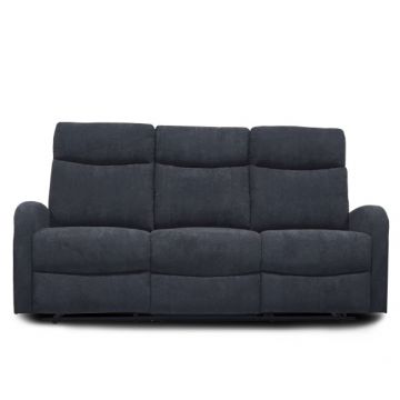 Canapea Cu 3 Locuri Si Recliner Karon, Gri Inchis, 185 Cm