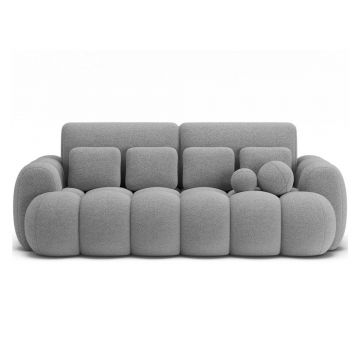 Canapea gri extensibilă cu tapițerie din țesătură bouclé 256 cm Cotonn – ELTAP