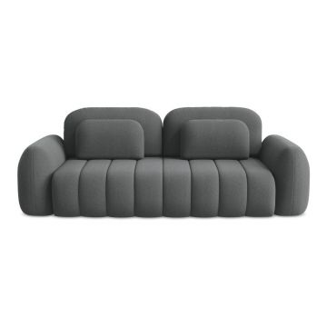 Canapea gri închis extensibilă/cu spațiu de depozitare cu tapițerie din țesătură bouclé 266 cm Pele – Makamii