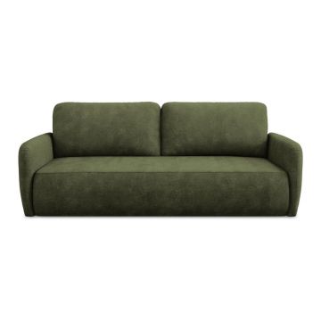 Canapea verde extensibilă/cu spațiu de depozitare cu tapițerie din chenille 218 cm Lilo – Makamii