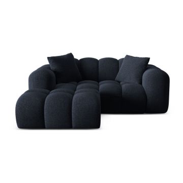 Colțar albastru închis cu tapițerie din chenille (cu colț pe partea stângă/cu șezlong) Treno – Cosmopolitan Design