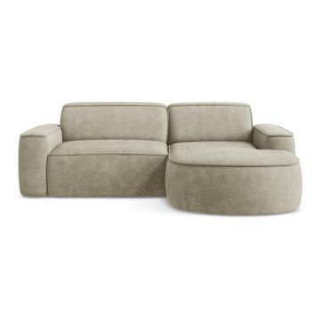 Colțar bej cu tapițerie din chenille (cu colț pe partea dreaptă/cu șezlong) Omao – Makamii