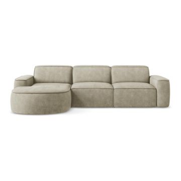 Colțar bej cu tapițerie din chenille (cu colț pe partea stângă/cu șezlong) Omao – Makamii