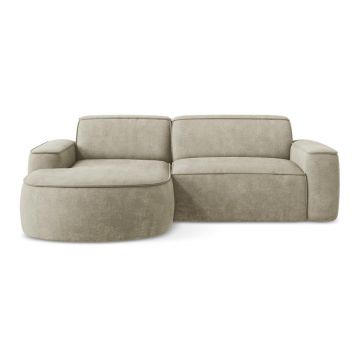 Colțar bej cu tapițerie din chenille (cu colț pe partea stângă/cu șezlong) Omao – Makamii