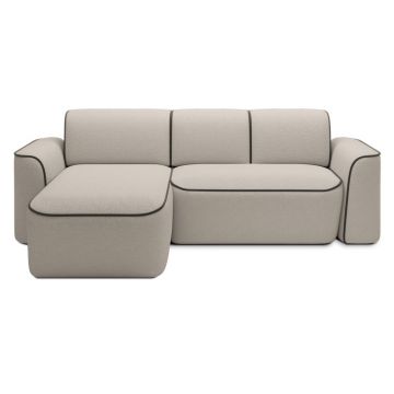 Colțar bej cu tapițerie din țesătură bouclé (cu colț pe partea stângă/cu șezlong) Ume – ELTAP