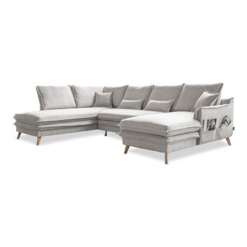 Colțar bej extensibil (cu colț pe partea stângă /în formă de 