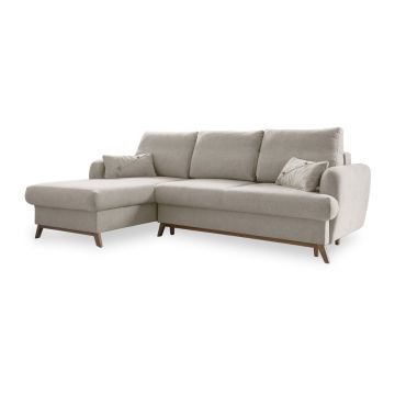 Colțar bej extensibil/cu spațiu de depozitare (cu colț pe partea stângă/cu șezlong) Scandic Lagom – Miuform