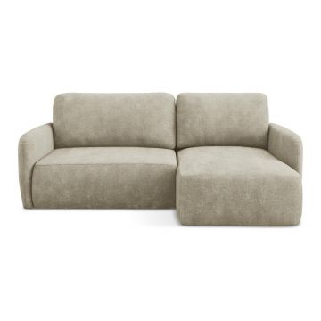 Colțar bej extensibil/cu spațiu de depozitare cu tapițerie din chenille (cu colț pe partea dreaptă/cu șezlong) Lilo – Makamii