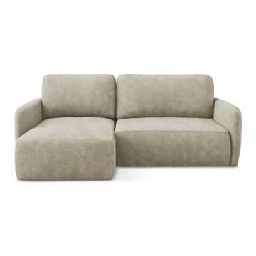 Colțar bej extensibil/cu spațiu de depozitare cu tapițerie din chenille (cu colț pe partea stângă/cu șezlong) Lilo – Makamii