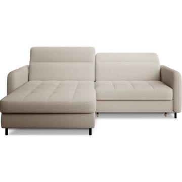 Colțar bej extensibil/cu spațiu de depozitare cu tapițerie din țesătură bouclé (cu colț pe partea stângă/cu șezlong) Gomsi – ELTAP