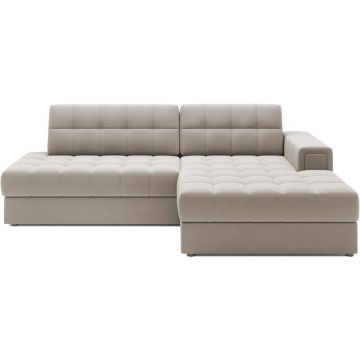 Colțar bej extensibil cu tapițerie din catifea (cu colț pe partea dreaptă/cu șezlong) Blezalt – ELTAP