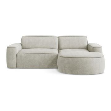 Colțar crem cu tapițerie din chenille (cu colț pe partea dreaptă/cu șezlong) Omao – Makamii