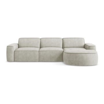 Colțar crem cu tapițerie din chenille (cu colț pe partea dreaptă/cu șezlong) Omao – Makamii