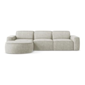 Colțar crem cu tapițerie din chenille (cu colț pe partea stângă/cu șezlong) Omao – Makamii