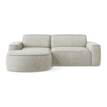 Colțar crem cu tapițerie din chenille (cu colț pe partea stângă/cu șezlong) Omao – Makamii