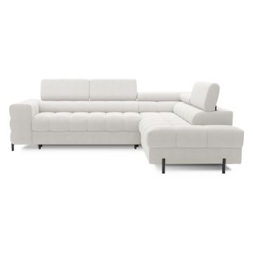 Colțar crem extensibil/cu spațiu de depozitare cu tapițerie din țesătură bouclé (cu colț pe partea dreaptă/în formă de ”L”) Ferucce – ELTAP