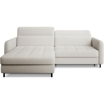 Colțar crem extensibil/cu spațiu de depozitare cu tapițerie din țesătură bouclé (cu colț pe partea stângă/cu șezlong) Gomsi – ELTAP