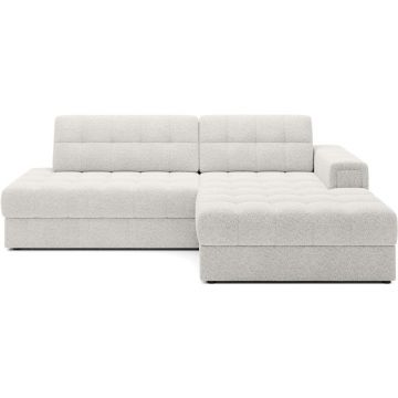 Colțar crem extensibil cu tapițerie din țesătură bouclé (cu colț pe partea dreaptă/cu șezlong) Blezalt – ELTAP