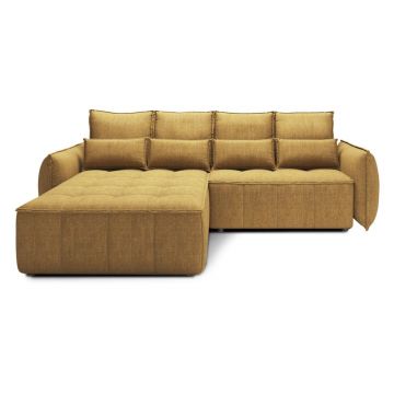Colțar galben extensibil/cu spațiu de depozitare cu tapițerie din catifea (cu colț pe partea stângă/cu șezlong) Campo – ELTAP