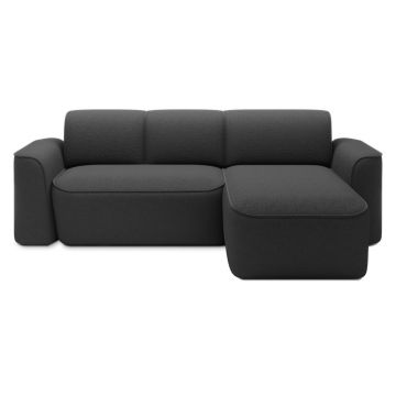 Colțar gri antracit cu tapițerie din țesătură bouclé (cu colț pe partea dreaptă/cu șezlong) Ume – ELTAP