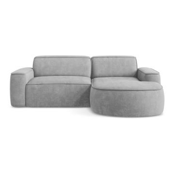 Colțar gri deschis cu tapițerie din chenille (cu colț pe partea dreaptă/cu șezlong) Omao – Makamii