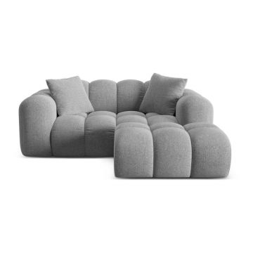 Colțar gri deschis cu tapițerie din chenille (cu colț pe partea dreaptă/cu șezlong) Treno – Cosmopolitan Design