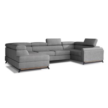 Colțar gri deschis extensibil/cu spațiu de depozitare (cu colț pe partea stângă/în formă de 