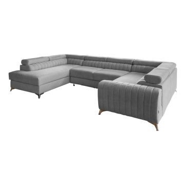 Colțar gri deschis extensibil/cu spațiu de depozitare (cu colț pe partea stângă/în formă de 