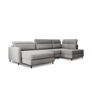 Colțar gri deschis extensibil/cu spațiu de depozitare cu tapițerie din catifea (cu colț pe partea dreaptă/în formă de 