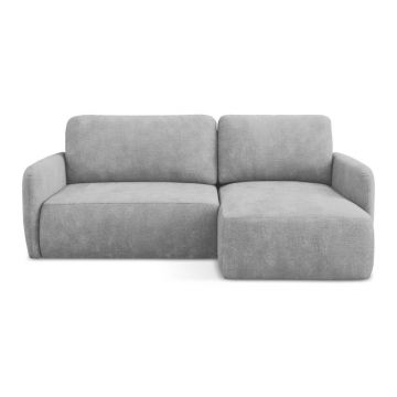 Colțar gri deschis extensibil/cu spațiu de depozitare cu tapițerie din chenille (cu colț pe partea dreaptă/cu șezlong) Lilo – Makamii