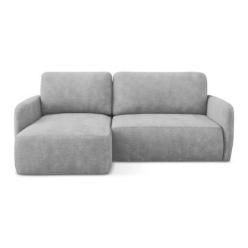 Colțar gri deschis extensibil/cu spațiu de depozitare cu tapițerie din chenille (cu colț pe partea stângă/cu șezlong) Lilo – Makamii