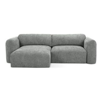 Colțar gri extensibil/cu spațiu de depozitare cu tapițerie din chenille (cu colț pe partea stângă/cu șezlong) Mele – Makamii