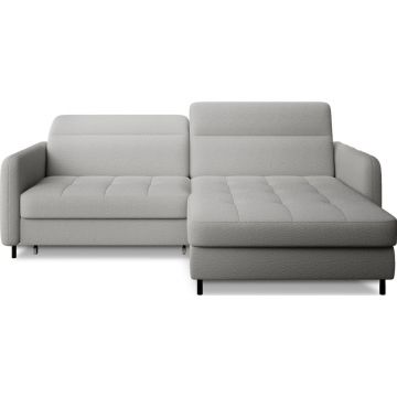 Colțar gri extensibil/cu spațiu de depozitare cu tapițerie din țesătură bouclé (cu colț pe partea dreaptă/cu șezlong) Gomsi – ELTAP