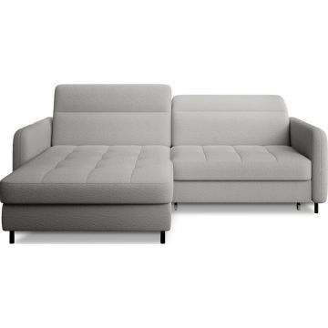 Colțar gri extensibil/cu spațiu de depozitare cu tapițerie din țesătură bouclé (cu colț pe partea stângă/cu șezlong) Gomsi – ELTAP