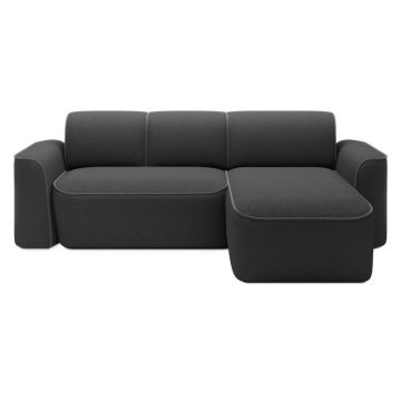 Colțar gri închis cu tapițerie din țesătură bouclé (cu colț pe partea dreaptă/cu șezlong) Ume – ELTAP