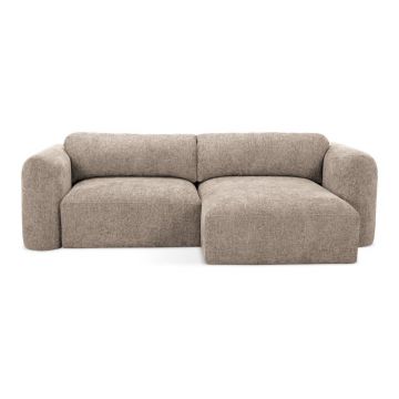 Colțar maro deschis extensibil/cu spațiu de depozitare cu tapițerie din chenille (cu colț pe partea dreaptă/cu șezlong) Mele – Makamii