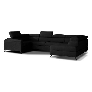 Colțar negru extensibil/cu spațiu de depozitare (cu colț pe partea dreaptă/în formă de 