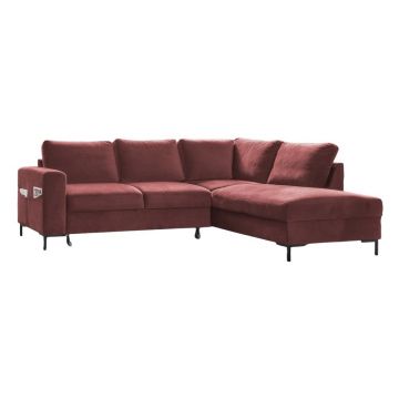 Colțar roz extensibil cu tapițerie din catifea (cu colț pe partea dreaptă) Lofty Lilly – Miuform