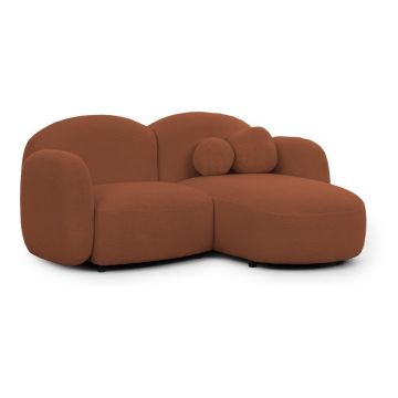 Colțar teracotă cu tapițerie din țesătură bouclé (cu colț pe partea dreaptă/cu șezlong) Orbit – Ropez