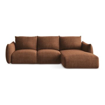 Colțar teracotă extensibil (cu colț pe partea dreaptă/cu șezlong) Leila – Makamii