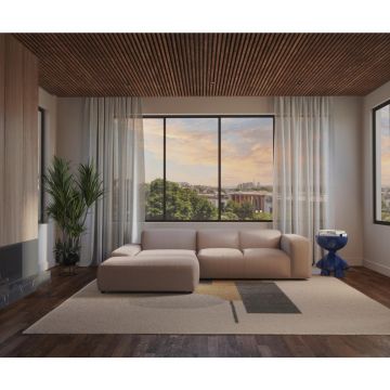 Colțar, textil, bej, 200/304 cm